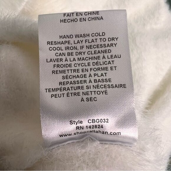 CALLAHAN Knitwear Cropped White Eyelash Balloon  Sleeve Sweater Size M - Picture 9 of 11